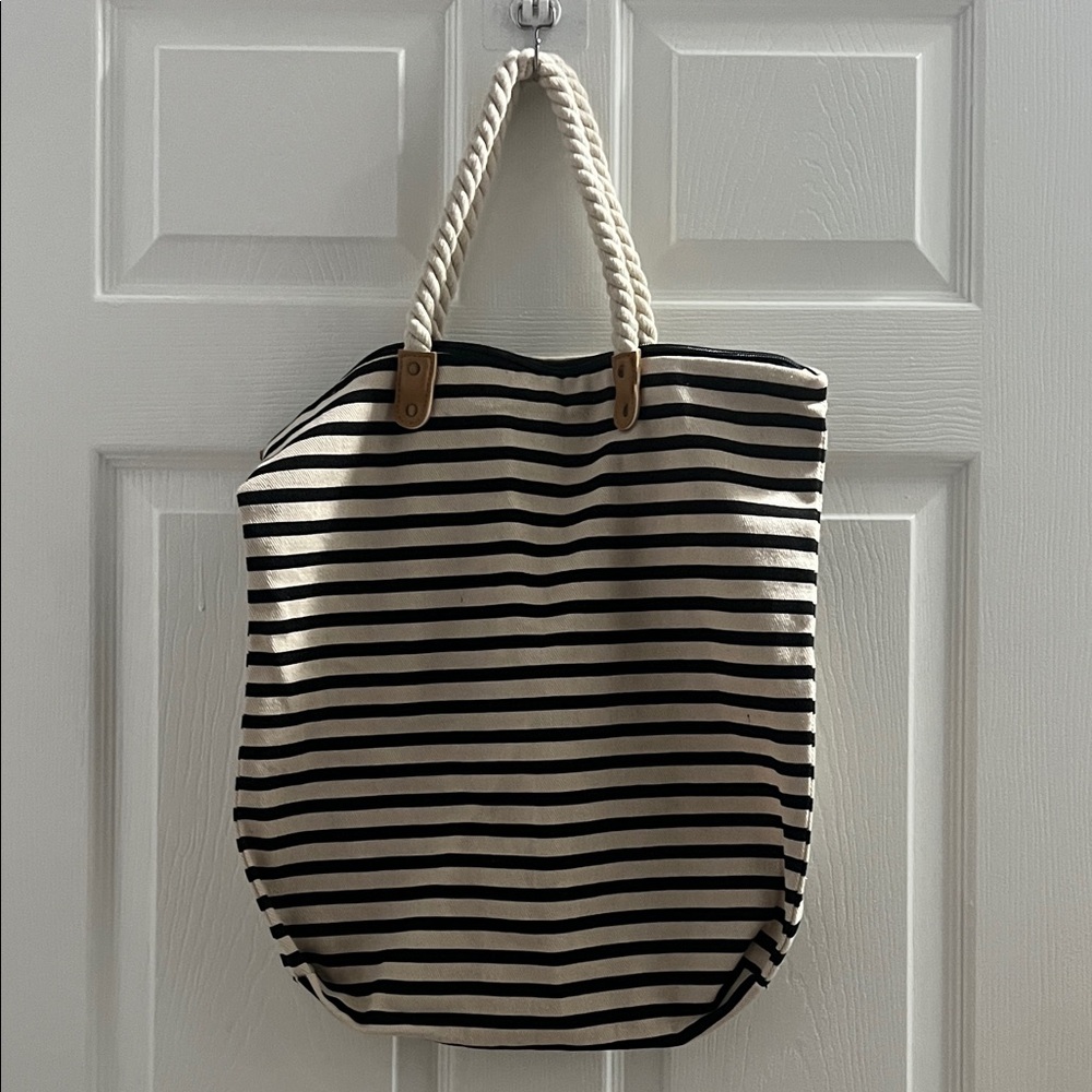 Striped Black and White Tote Bag